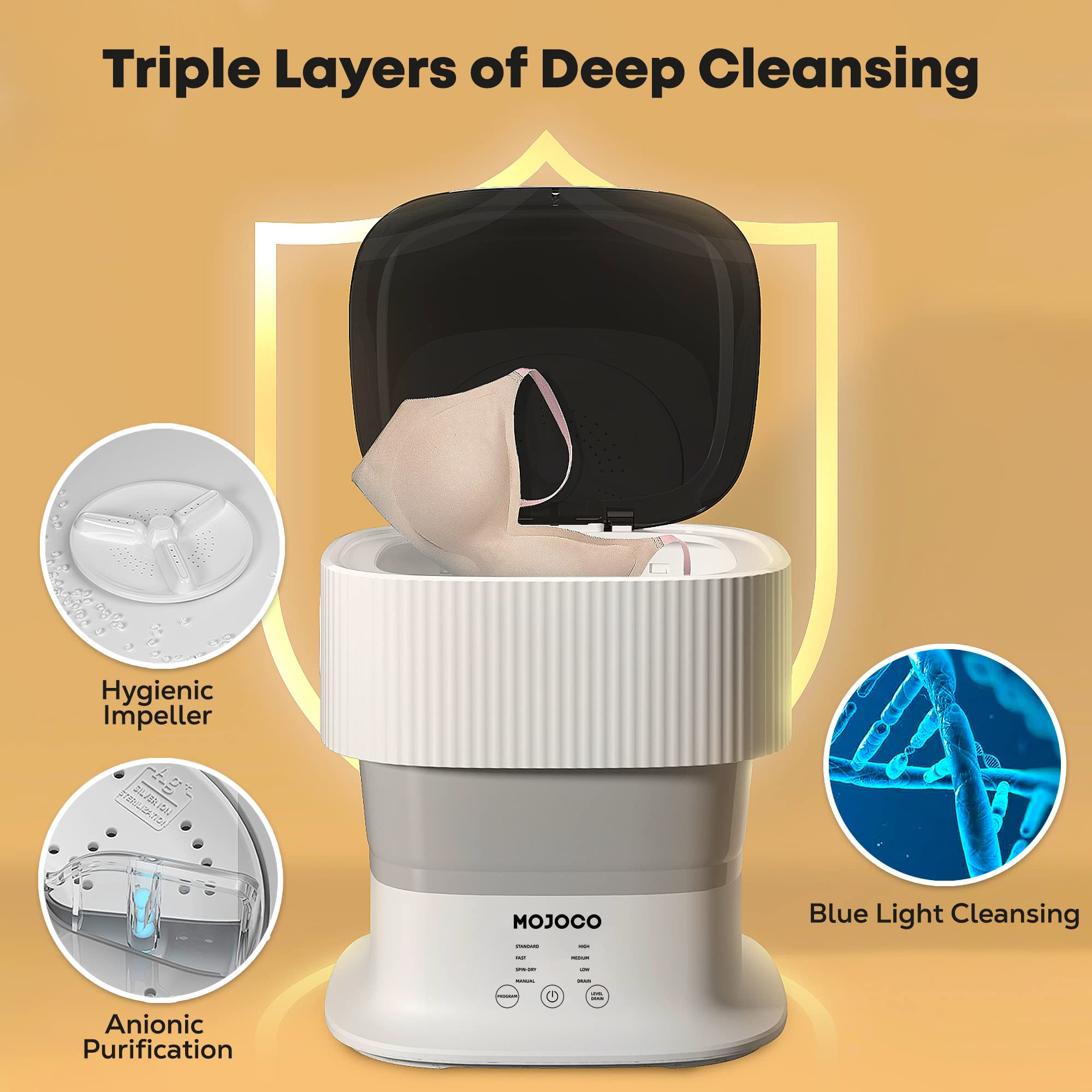 Foldable Portable Washing Machine for Baby Clothes, Underwear & Socks - Compact Mini Washer for Apartments, RVs, Camping & Travel - Space-Saving Countertop Laundry Solution - Perfect for Small Spaces & On-the-Go Cleaning