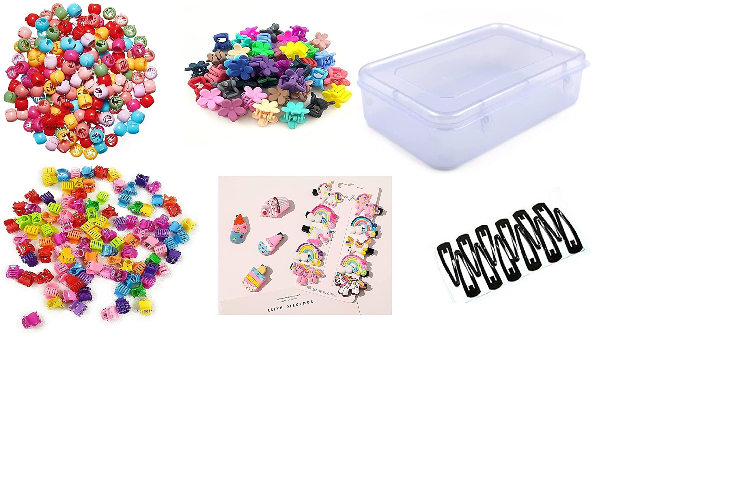 267 Pcs Hair Accessories Set for Women, Girls & Kids - Mini Hair Clips, Hairpins, Tic Tacs, Hairbands & Safety Pins in Multicolor with Free Plastic Storage Box | Perfect for School, Parties, Weddings & Daily Styling