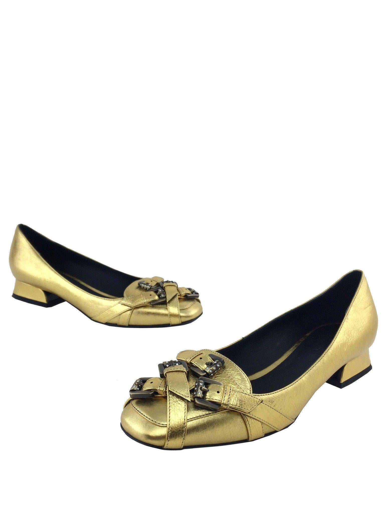 Bottega Veneta Embellished Metallic Leather Ballerina Flats - Women's Size 7.5 (US) - Luxury Comfort for Office, Parties & Special Occasions