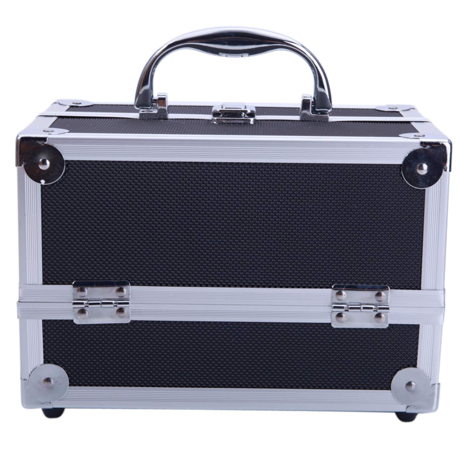 Professional Makeup Train Case Cosmetic Box & Jewelry Organizer with Mirror - Black | Portable Beauty Storage for Travel, Salon, and Home Use