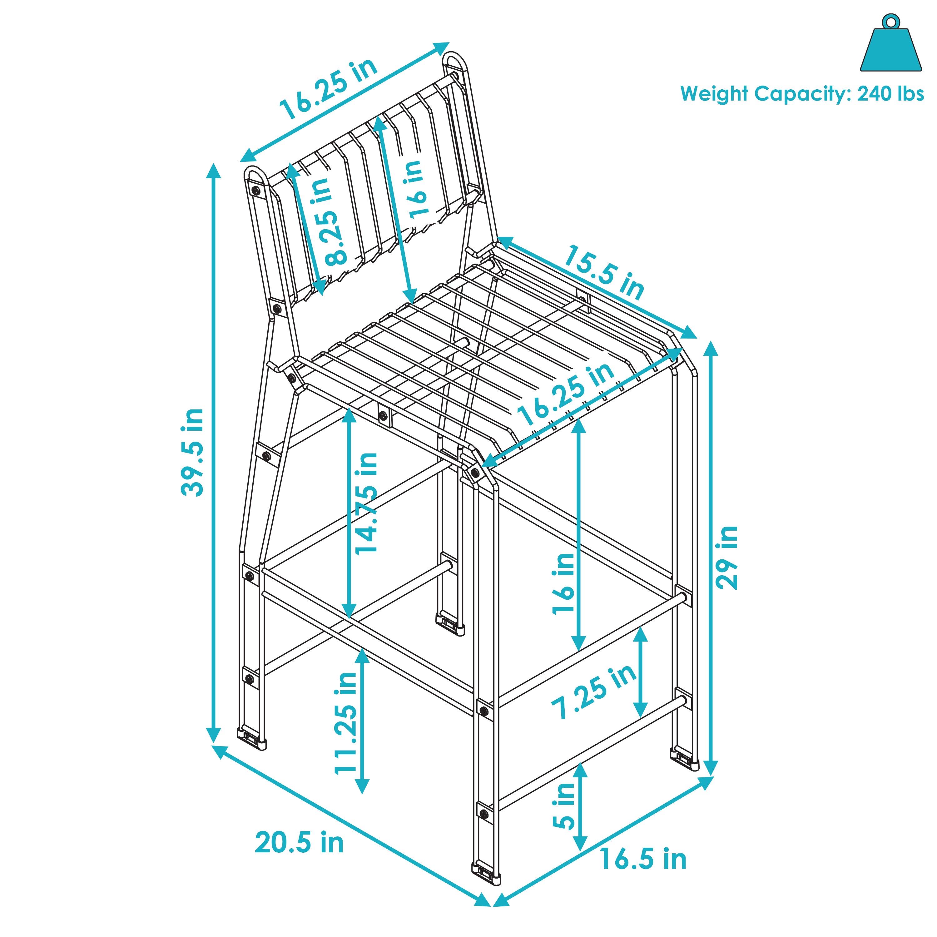 Modern Black Metal Wire Bar Stool for Outdoor & Indoor Use - Patio, Deck, Garden, Kitchen Counter or Bar - Durable & Stylish Sunnydaze Design