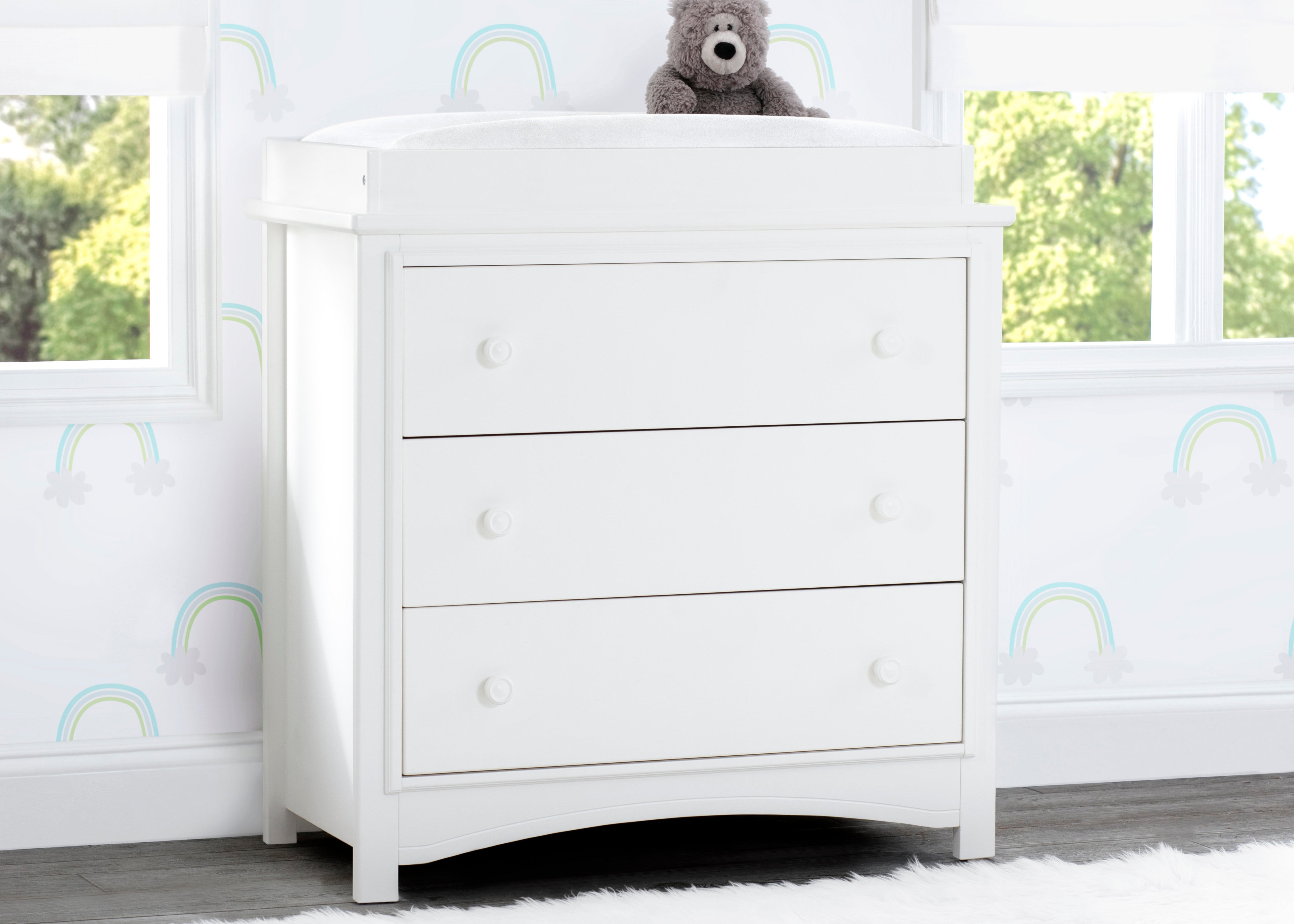 Perry 3 Drawer Baby Dresser with Changing Table Top & Secure Interlocking Drawers - Perfect Nursery Furniture for Diaper Changes & Baby Clothes Storage