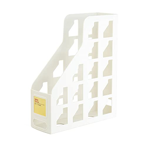 White Heavy Duty Push-Pull File Organizer - Multi-Purpose Document, Magazine & Book Holder for Office, School & Nursery - Desk Storage & Shelf Decoration (Perfect for Workspace Organization & Home Decor)