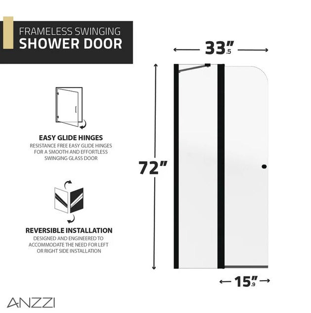 Anzzi SD AZ14 01MB Frameless Shower Door 72