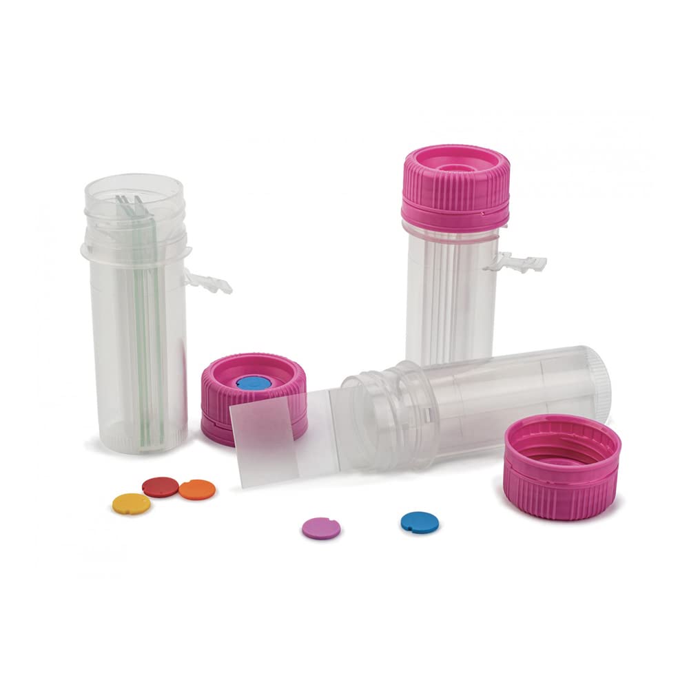 M950-4MA LockMailer Microscope Slide Storage Jar with Secure Magenta Cap - Case of 5 - Ideal for Lab Specimen Preservation & Classroom Science Projects