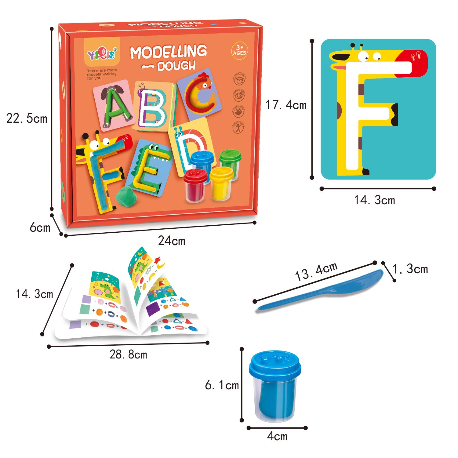 Alphabet A-Z 26 Modeling Dough Cards Set with 4 Multi-Color Dough for Kids - Learn Letters & Shapes | Educational Toddler Toy Gift for Ages 3+ | Perfect for Preschool Learning & Creative Play