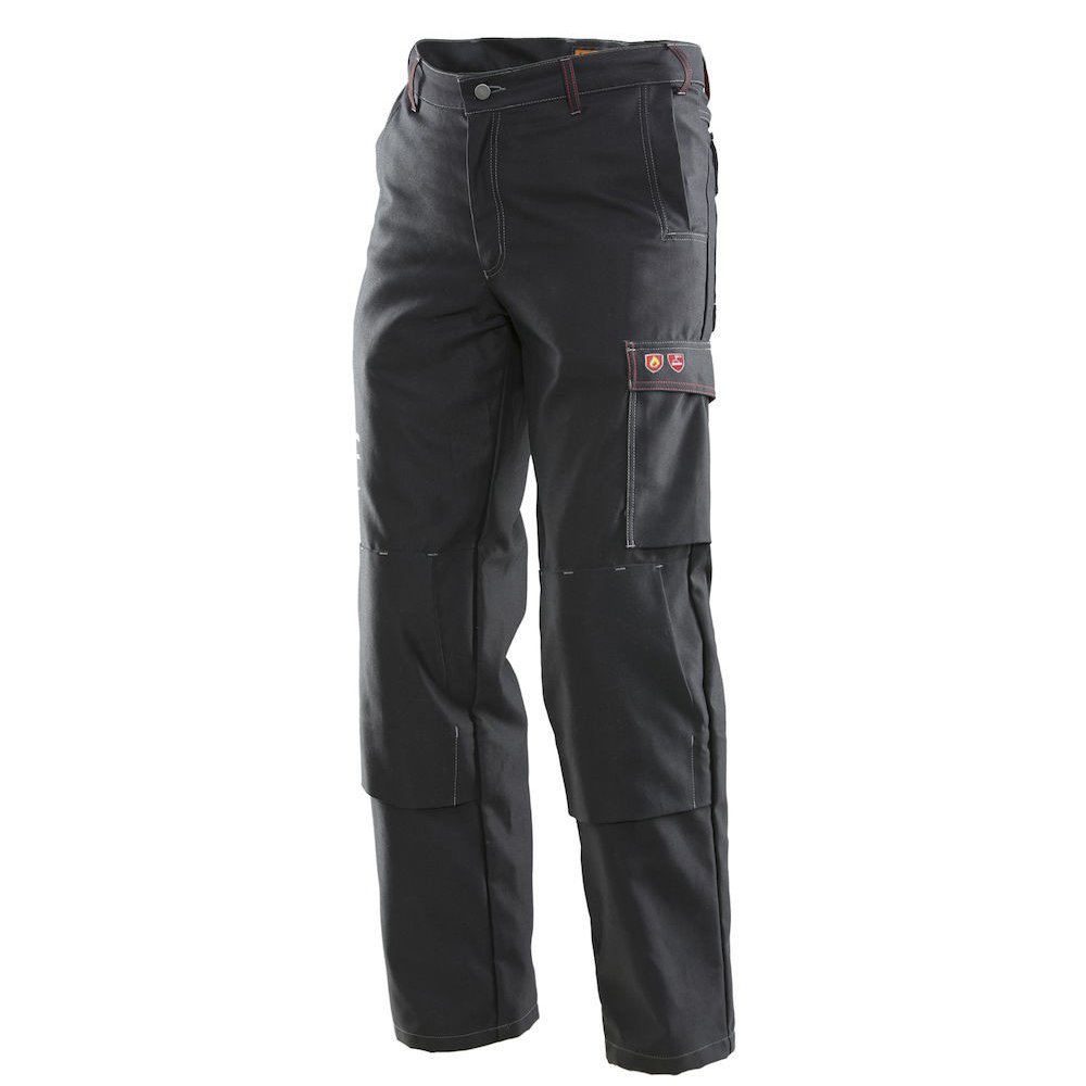 JOBMAN Flame-Resistant Welding Pants for Men - Heavy Duty Workwear with Reinforced Knees - Ideal for Welders, Construction & Industrial Workers (Black, 36W x 32L)