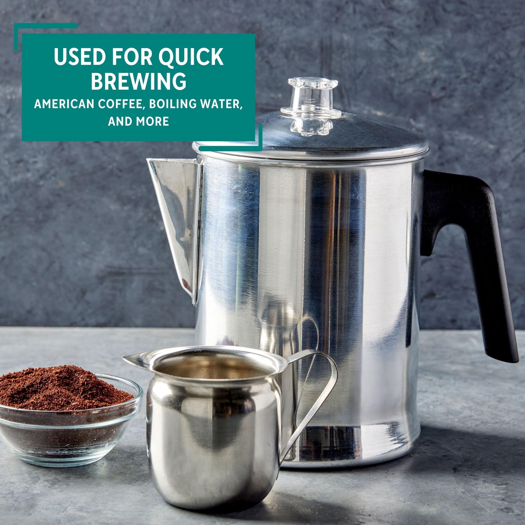 Mirro Aluminum Stove Top Percolator - 9 Cup Silver Coffee Maker for Gas & Electric Stoves | Perfect for Camping, Home Brewing & Outdoor Adventures