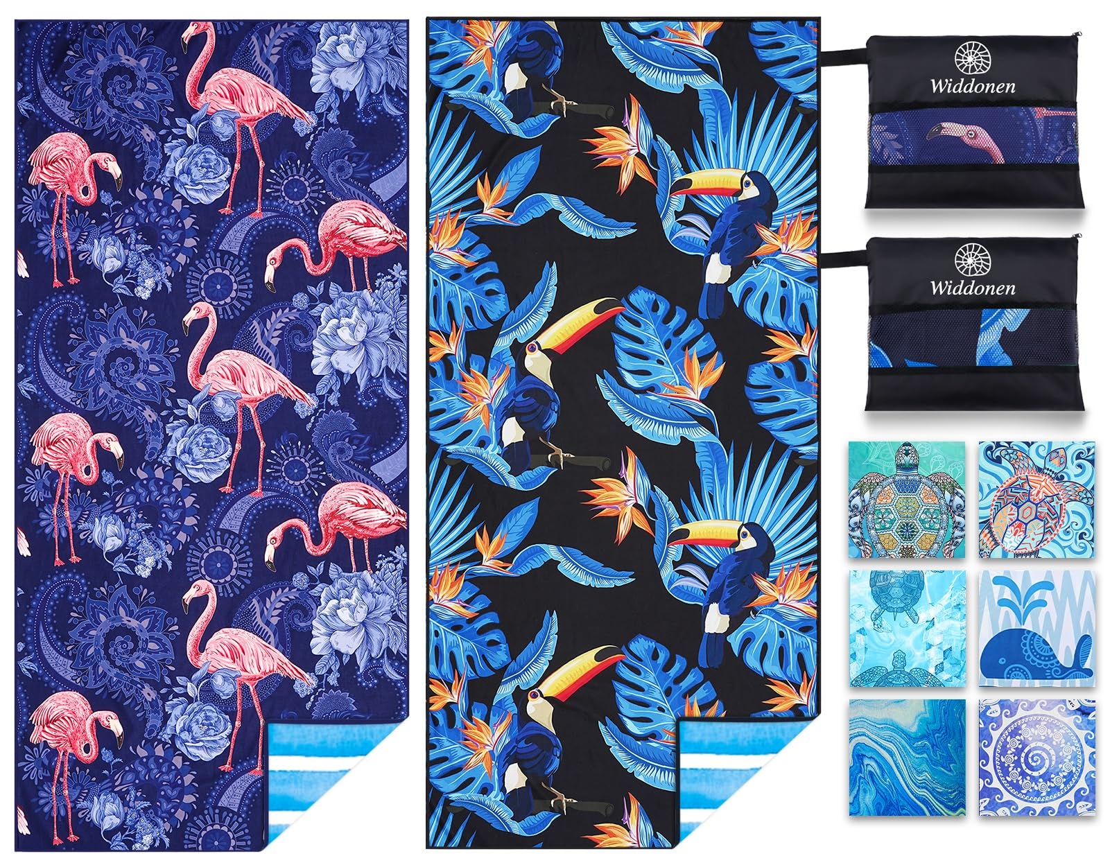 2 Pack Quick Dry Microfiber Beach Towels - Sand Free, Lightweight for Swimming, Camping & Travel