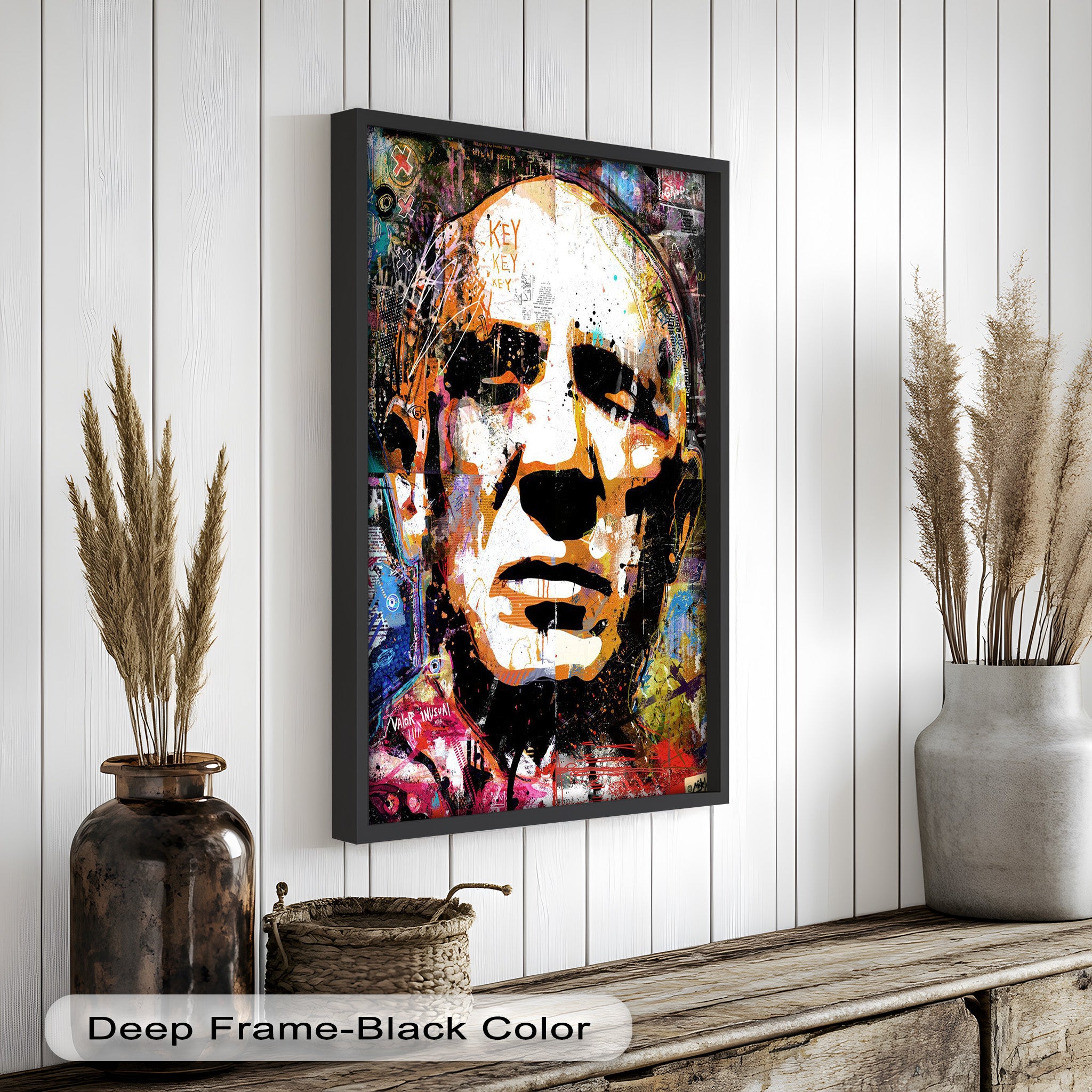 Abstract Urban Face Portrait Wall Art - Modern Pop Art Oil Painting for Living Room, Bedroom & Office Decor