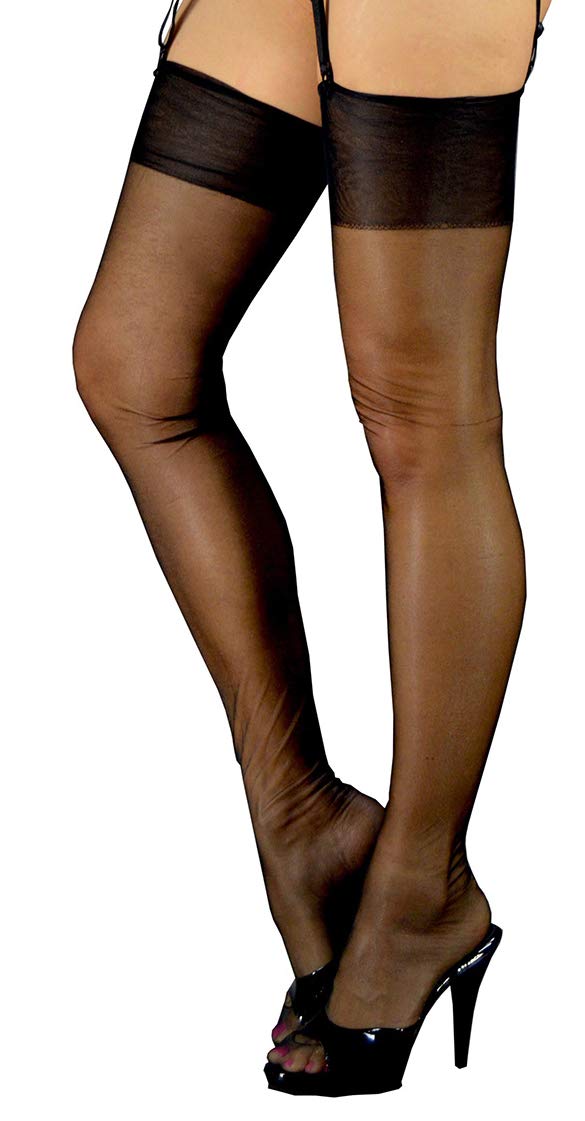 Pearl & Poseidon Olivia Vintage Sheer Nylon Stockings - Retro Style Thigh High Stockings for Women, Classic 50s Pinup Look - Perfect for Cosplay, Burlesque Shows & Vintage Fashion Outfits