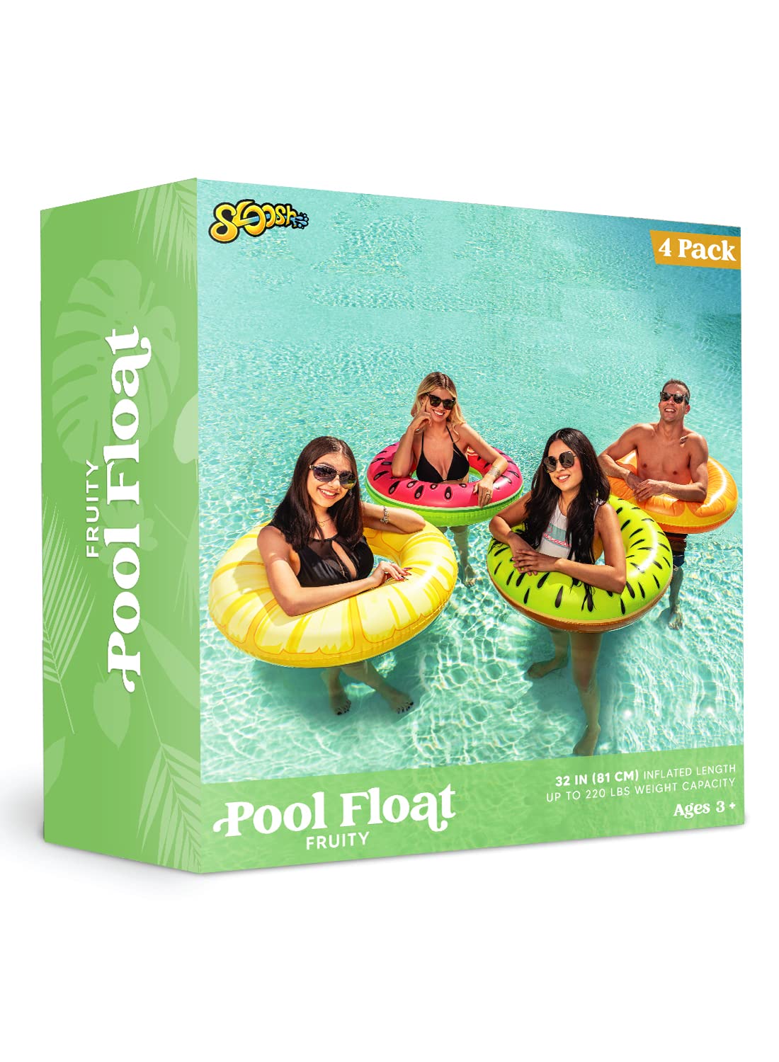 **Sloosh 4-Pack Inflatable Pool Floats & Swim Tubes - Fun Pool & Beach Toys for Kids & Adults - Perfect for Swimming, Parties, and Summer Relaxation**