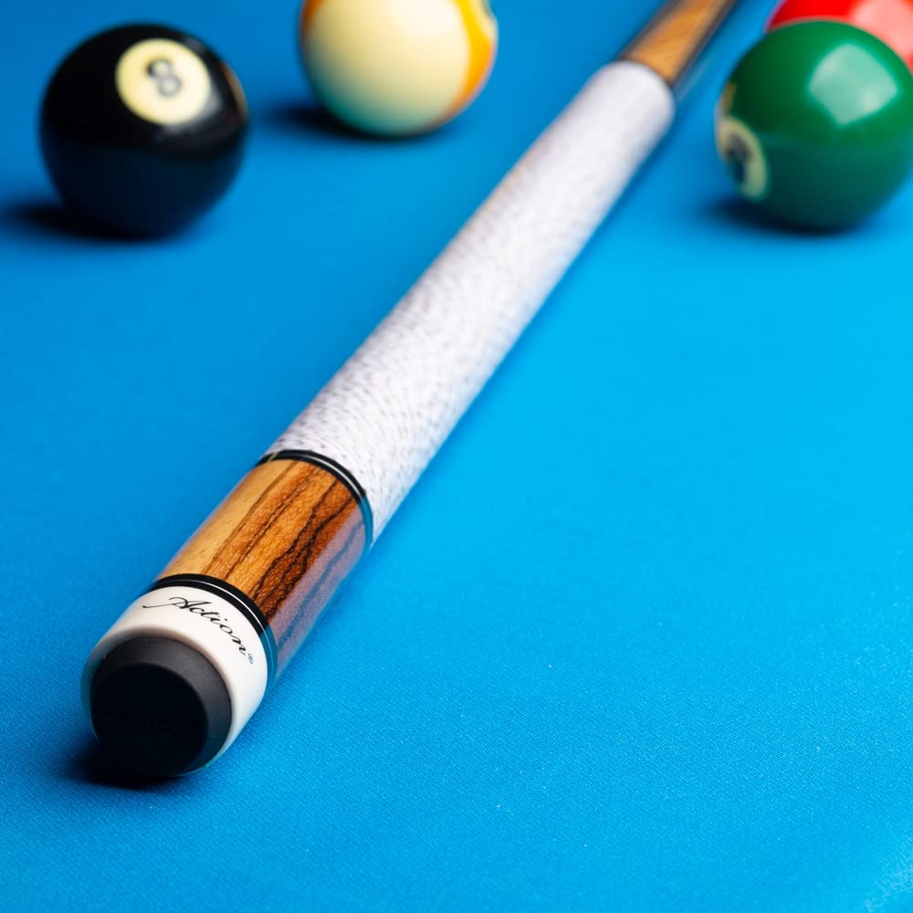 Premium Billiards Pool Cue Stick with Chocolate & Zebrawood Inlay Design - Perfect for Professional Play, Home Game Rooms, and Tournament Use