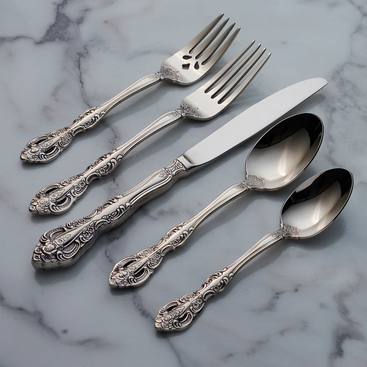 Michelangelo 45-Piece Stainless Steel Flatware Set - Elegant Dinnerware for 8, Perfect for Weddings, Holidays & Formal Dining
