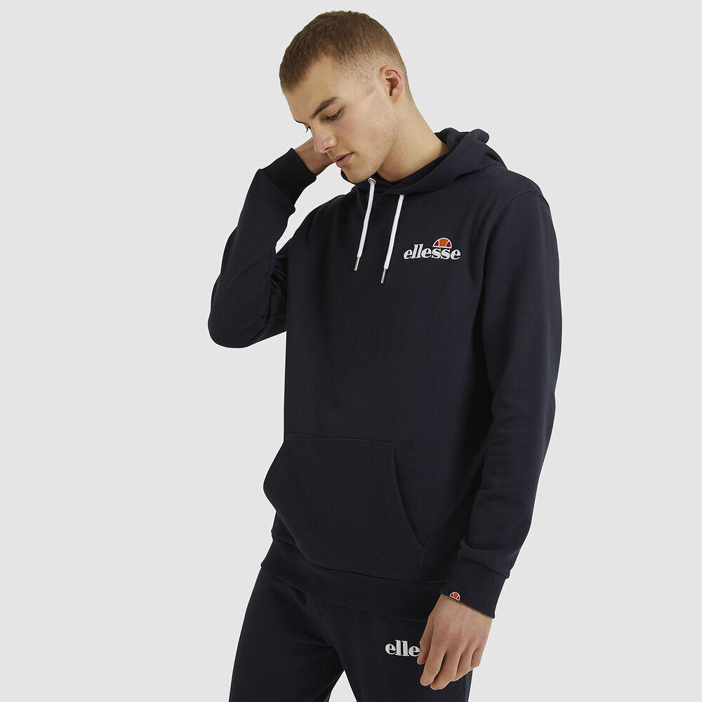 Ellesse Men's Primero Navy Hoodie - Soft Cotton Pullover Sweatshirt for Casual Wear, Gym & Outdoor Activities