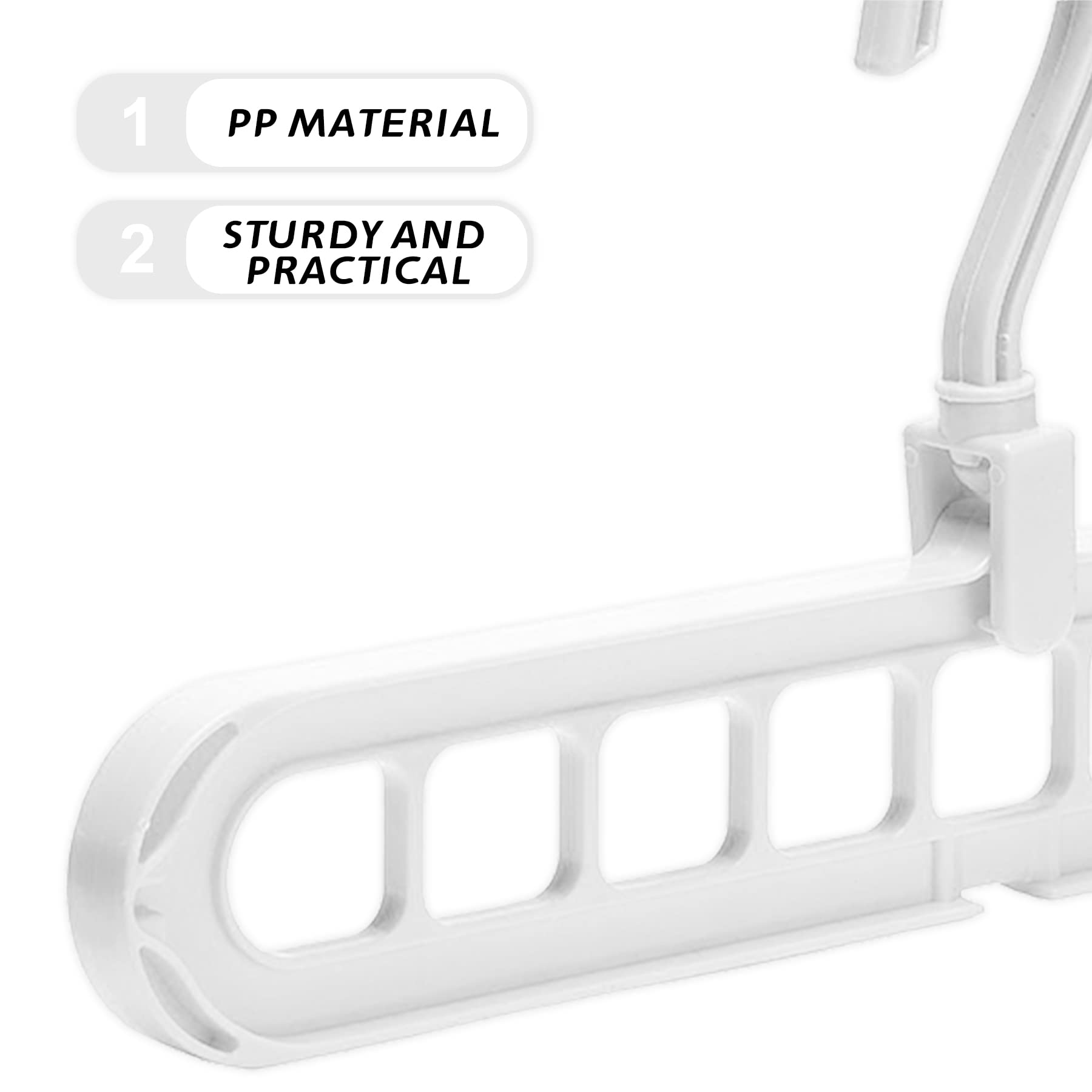 5 Pack Multifunctional Space Saving Closet Organizer Hangers - Durable White Plastic Hooks for Shirts, Dresses & Clothes Storage - Perfect for Bedroom, Closet & Wardrobe Organization