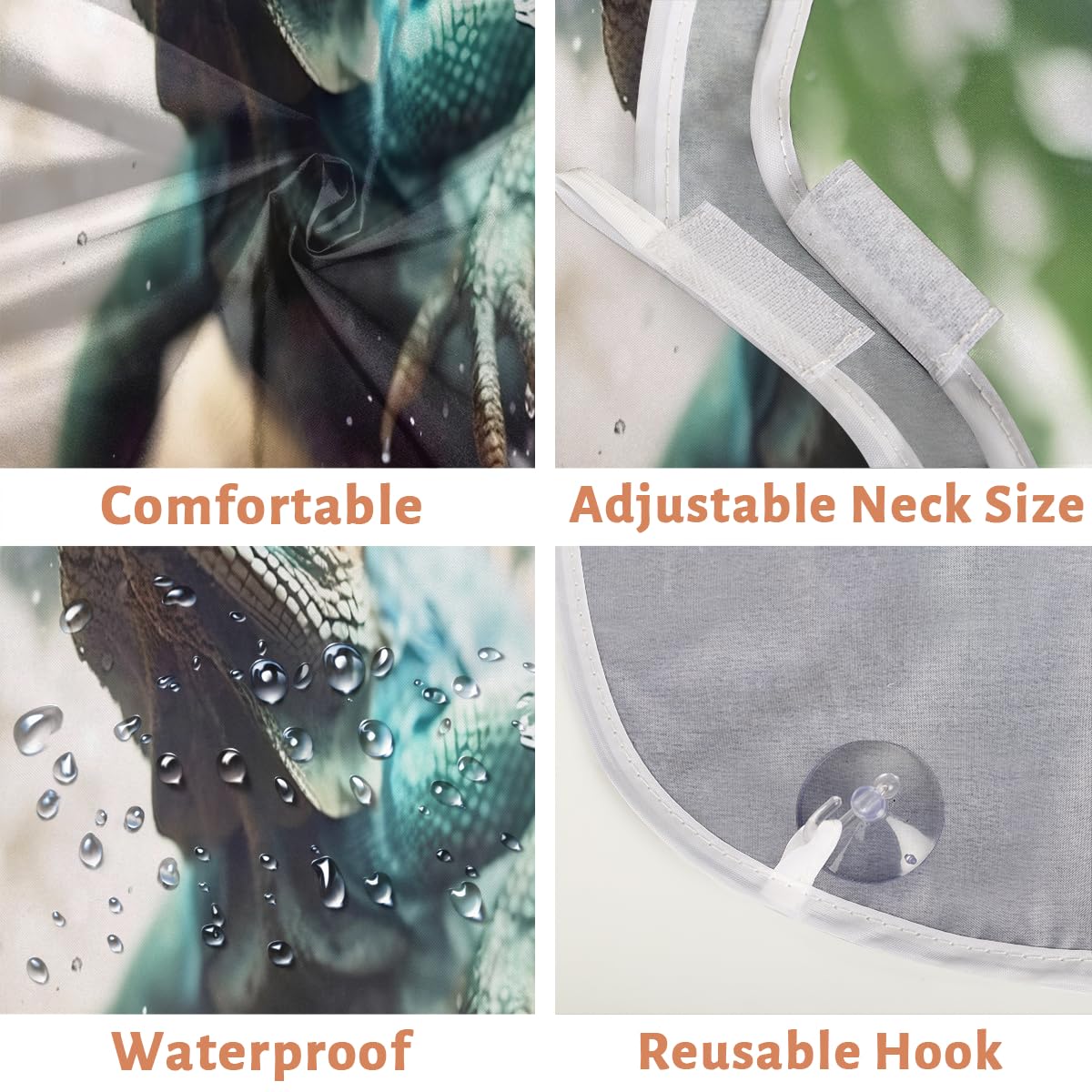 Lizard Print Beard Bib for Men - Waterproof Shaving Apron for Beard Trimming & Hair Dyeing - Artist & Barber Accessories with Sink Catcher - Perfect Gift for Grooming & Makeup Professionals (Great for Home Salon & Barber Shops)