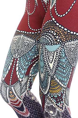 Hand-Painted & Digitally Printed Red & Blue Carmin Leggings - High Waist Yoga Pants for Women, Comfortable Workout & Lounge Wear for Yoga, Gym, Running & Daily Activities