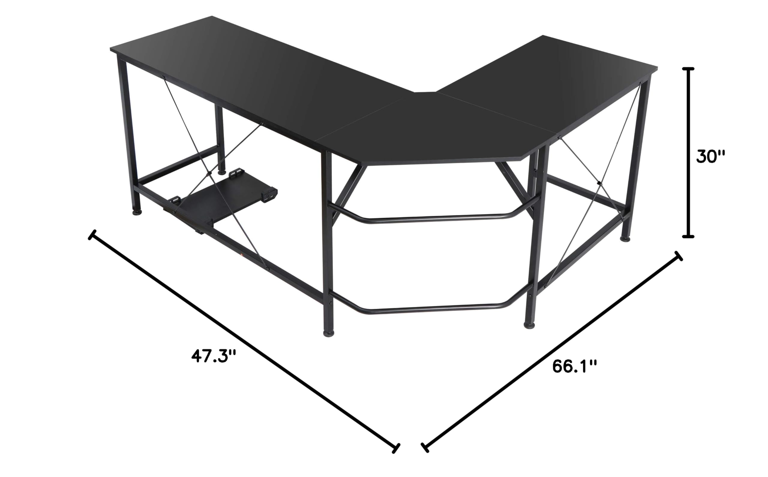 HomGarden L-Shaped Computer Desk - Modern Corner Workstation for PC & Laptop, Sturdy Wood Desktop with Metal Frame (Black) - Perfect for Home Office, Gaming & Study Spaces