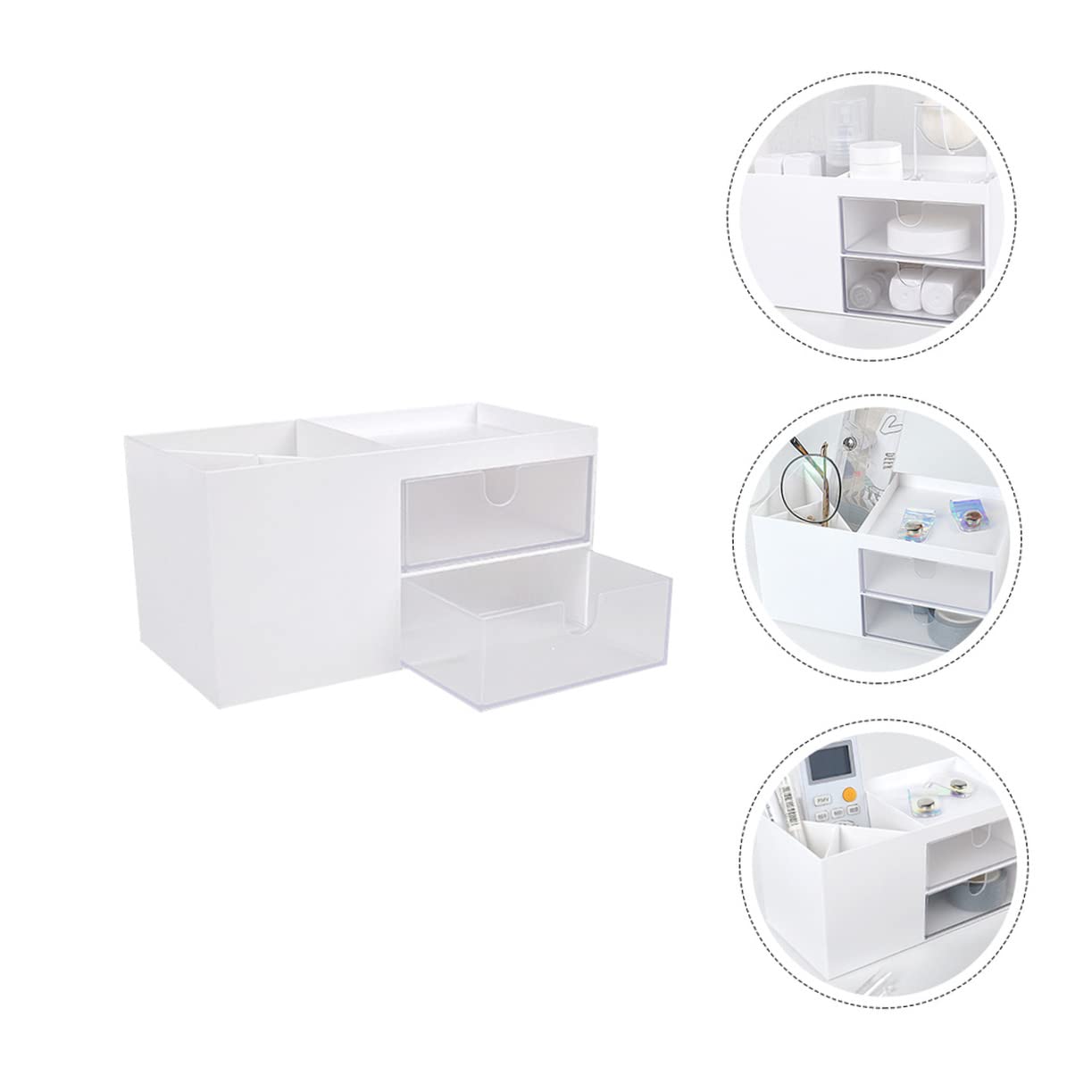 Levemolo Makeup Organizer with Drawers - 3-Tier Cosmetic Storage Box with Multiple Grids, Practical Vanity Organizer for Bathroom, Bedroom & Travel