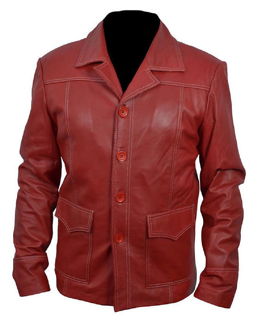 Bestzo Men's Red Leather Jacket - Stylish Biker Coat for Men | Perfect for Motorcycle Riding, Night Out & Club Wear