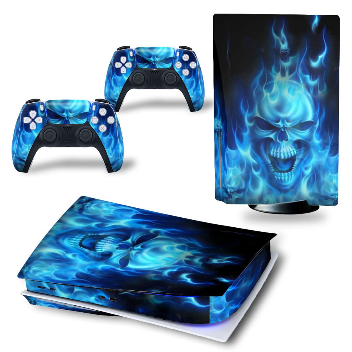 Blue Grimace Vinyl Skin Sticker Decal Cover for PS5 Disk Version Console & Controllers - Protective Custom Wrap for Gaming Setup, Perfect for PS5 Enthusiasts & Collectors