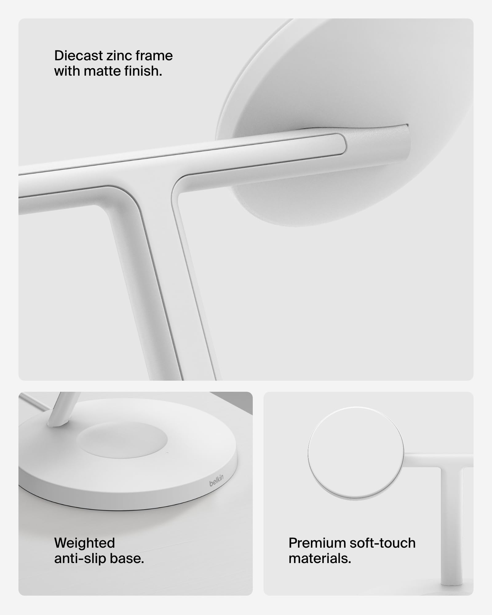 Belkin 3-in-1 MagSafe-Compatible Wireless Charging Station - Qi2-Certified 15W Fast Charger for iPhone 16 Series, Apple Watch & AirPods with Non-Slip Base - Includes 40W Power Adapter (White) | Perfect for Bedside, Office Desk & Travel Charging
