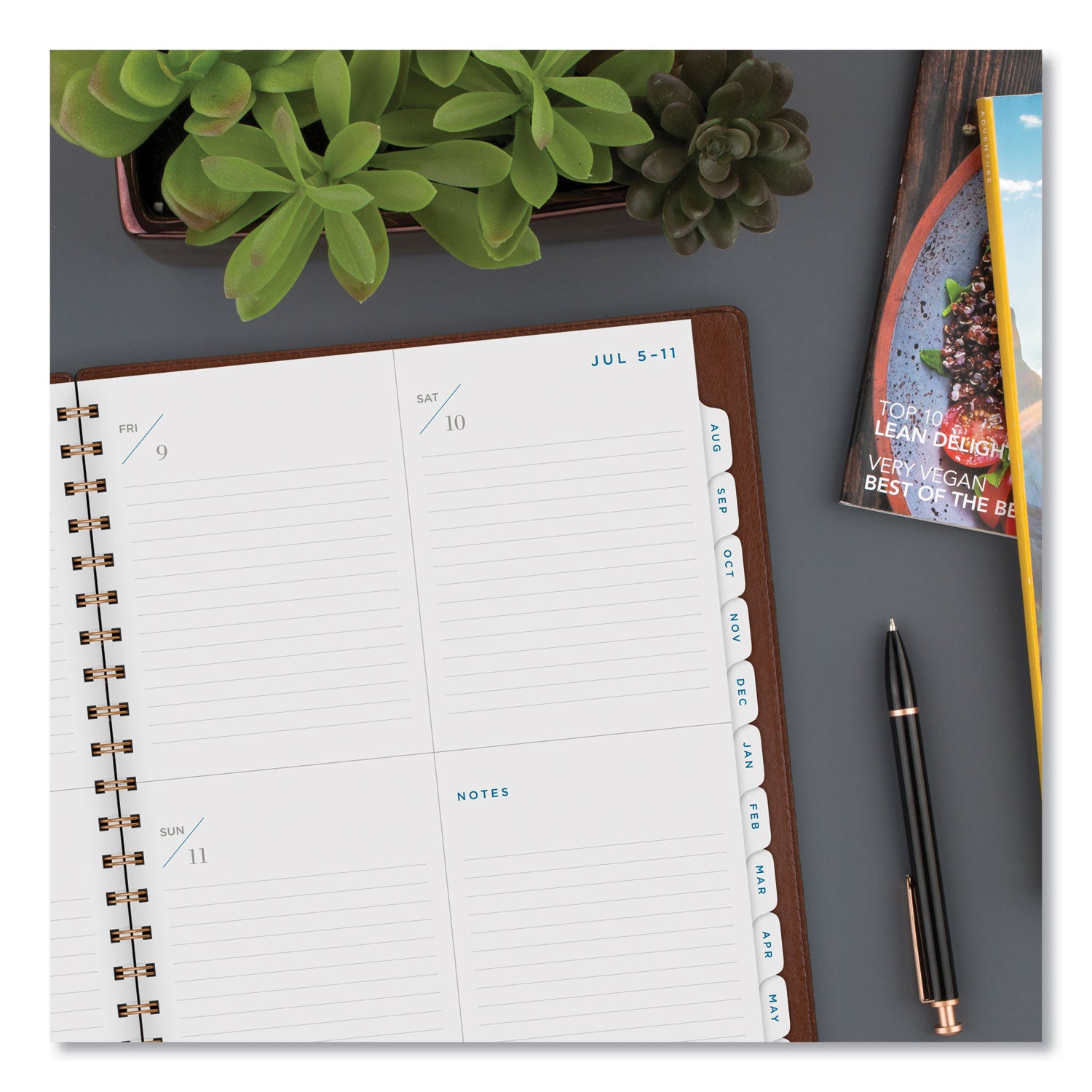 AT A GLANCE® Signature Collection Academic Weekly & Monthly Planner 2024-2025 - 13 Months (July-July), 11.5 x 8 Inches, Distressed Brown Cover - Perfect for Students, Teachers & Office Professionals