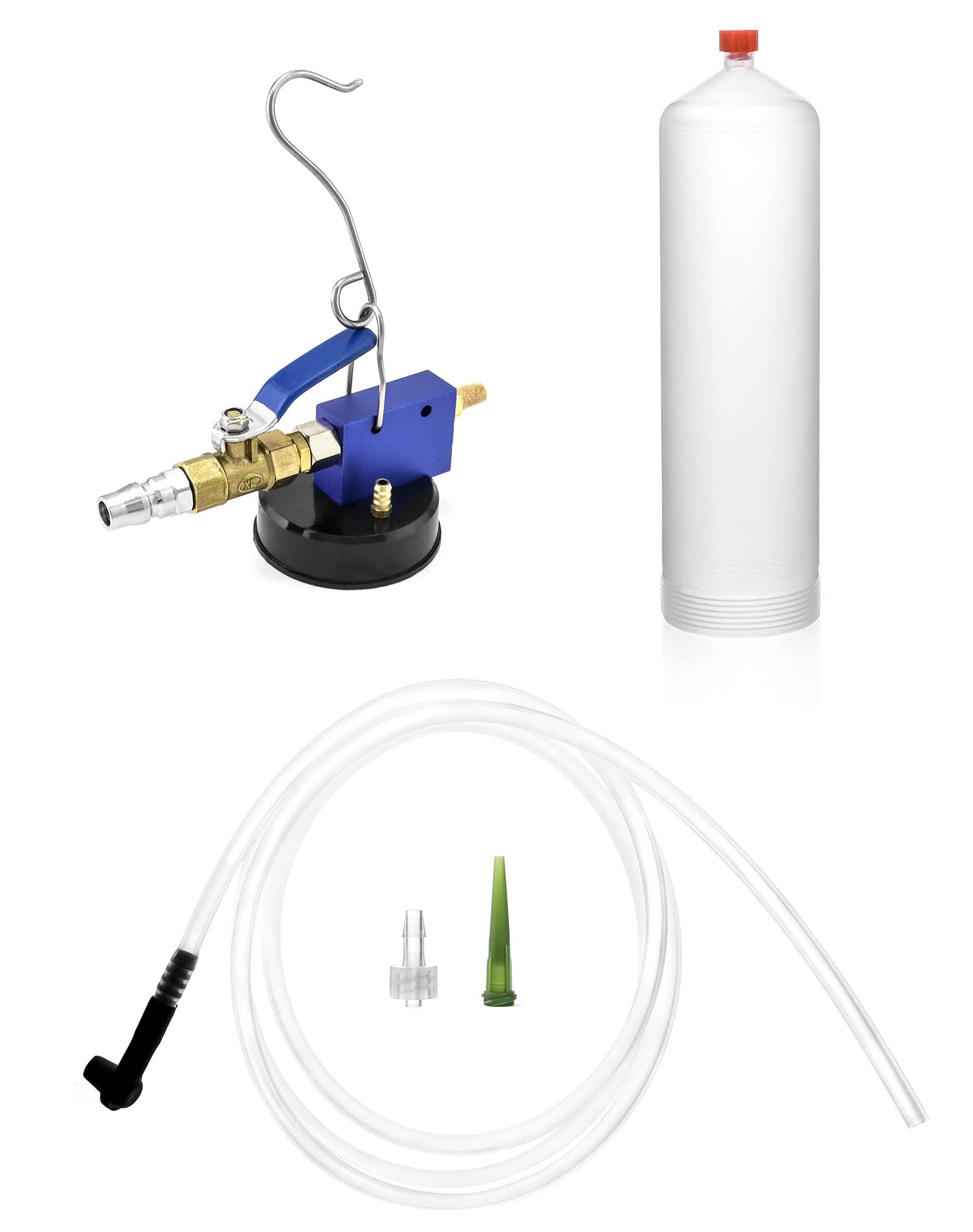 QWORK Auto Car Brake Fluid Extractor - Pneumatic Vacuum Bleeder for Oil Change, Power Steering Fluid, Engine Oil, Gear Oil & Water - Ideal for Auto & Motorcycle Maintenance, DIY Fluid Replacement & Garage Repairs