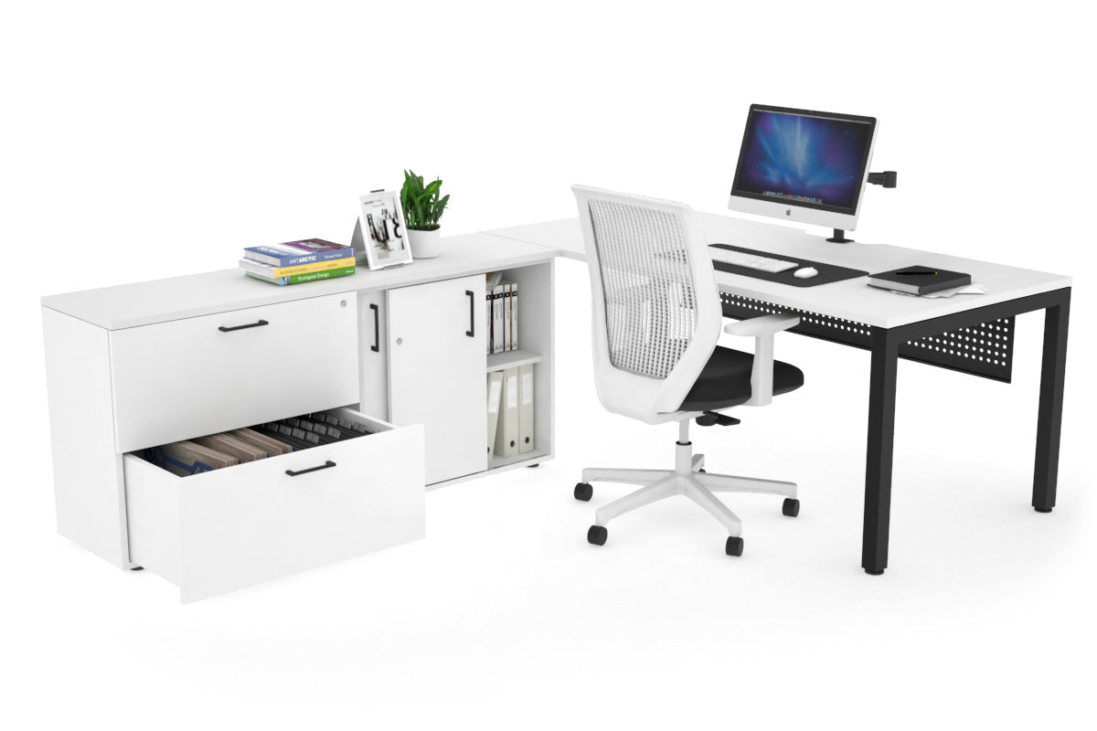 Quadro Square Executive Standing Desk Black Frame [1800L x 800W with Cable Management] - Perfect for Home Office & Modern Workspace Setup
