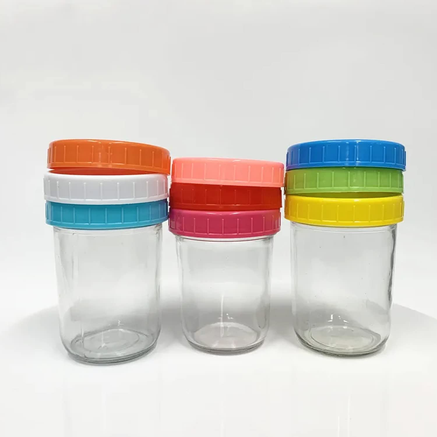 Vibrant Colored Plastic Mason Jar Lids - Airtight & Spill-Proof - Compatible with Ball, Kerr & Most Standard Jars (2.75in) - Pack of 16 - Perfect for Canning, Food Storage, DIY Crafts & Home Organization