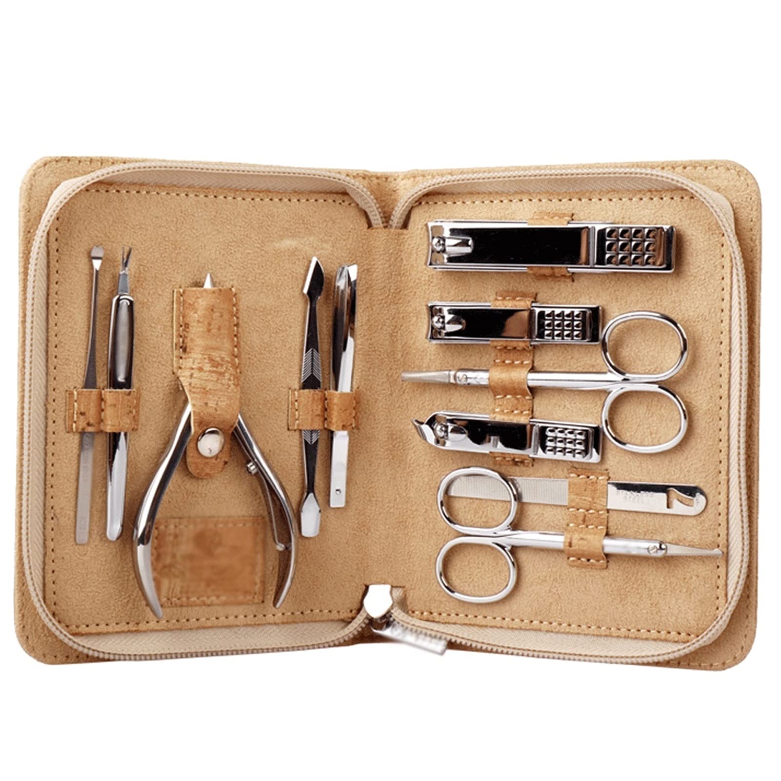 8/9/10/11 Pcs Professional Carbon Steel Nail Clipper Set - Fingernail & Toenail Cutter Scissors Grooming Kit for Manicure Pedicure - Travel Size (Brown, Eleven-piece) - Perfect for Home, Salon & Travel Use
