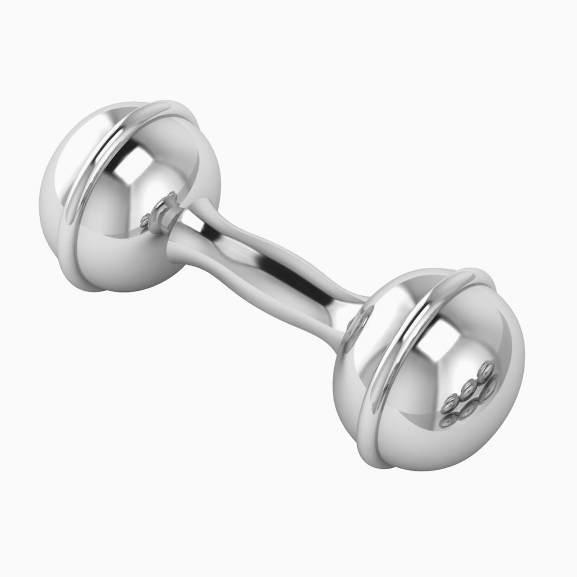 Sterling Silver Dumbbell Baby Rattle - Non-Tarnishing, Durable & Engravable Gift for Newborn Boys & Girls | Perfect for Christening, Baby Showers & 1st Birthday Presents | Elegant Gift Box Packaging