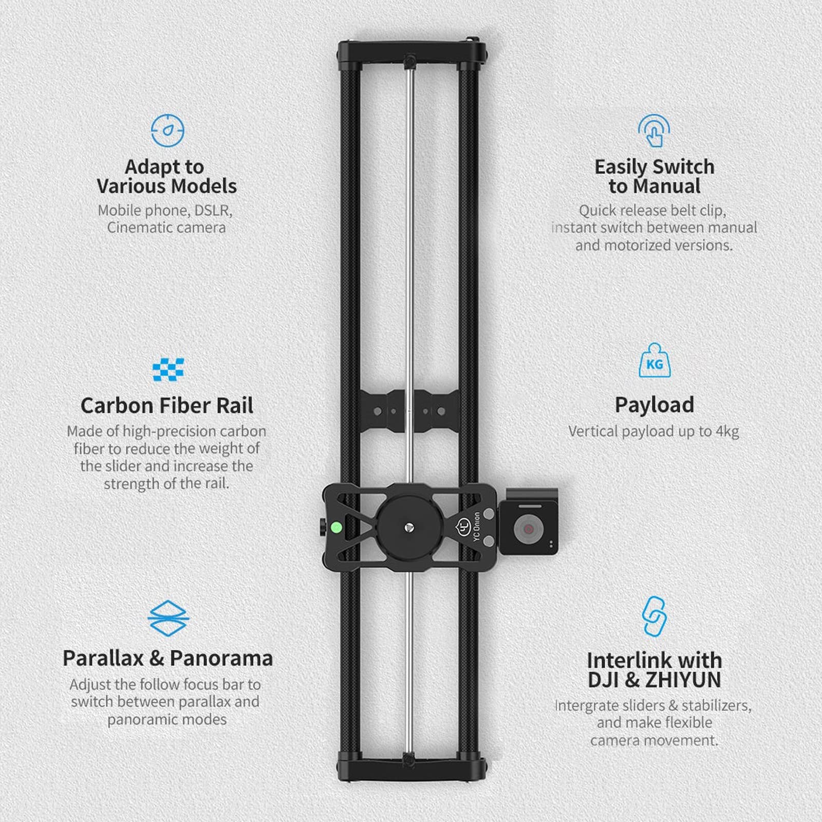Hot Dog SE 80cm Motorized Camera Slider with Smartphone App Control - Multiple Shooting Modes, Compatible with Zhiyun & DJI Ronin-S/RS2 Stabilizers - Perfect for Time-Lapse, Video Production & Vlogging