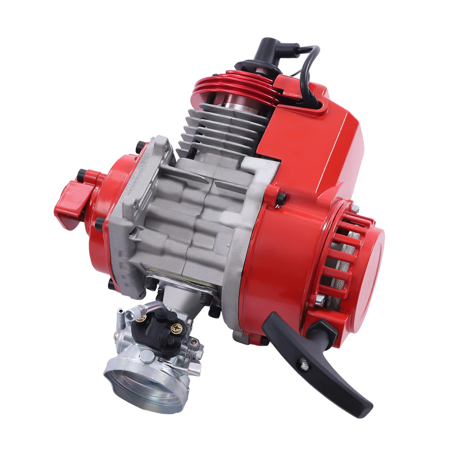 49CC 2-Stroke Air-Cooled Engine Motor with Air Filter - 3HP (1.9KW) 6-Tooth Pull Start Modified Engine for ATV, Scooter & Go-Kart - Perfect for Off-Road Vehicles, Motorized Bikes & DIY Projects (Includes 25H Chain)