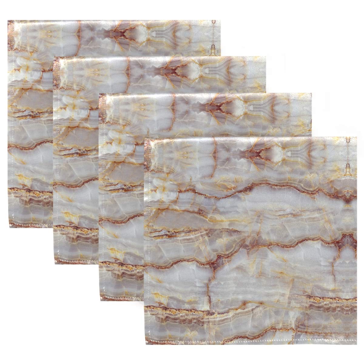 ALAZA 6-Pack Brown Marble Cloth Napkins - Reusable Polyester Fabric Dinner Napkins for Cocktail Party, Holiday, Wedding & Home Decor - Elegant Table Setting Accessories