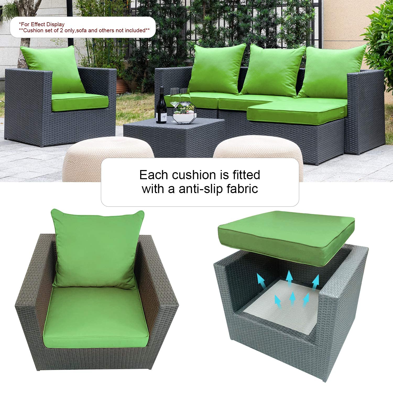 ARTPLAN Waterproof Outdoor Chair Cushions Set - All-Weather Deep Seat & Back Pillows for Patio Furniture - Perfect for Garden, Deck, Poolside & Indoor Use