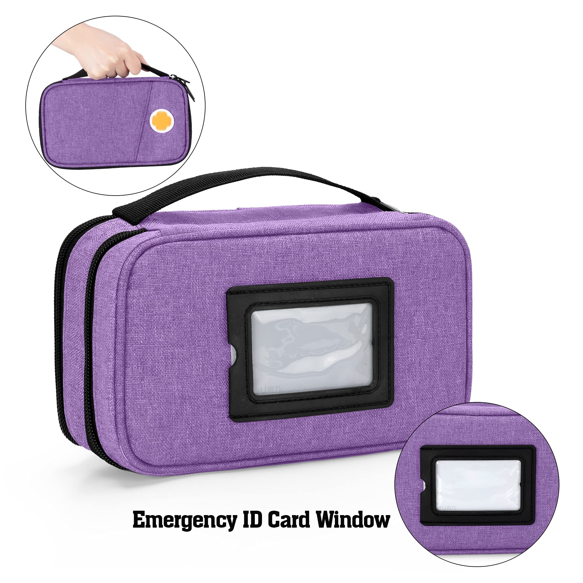 CURMIO Double Layer Insulated Diabetic Travel Cooler Bag - Portable Insulin Storage Case for Glucose Meter, Medication & Diabetes Supplies - Perfect for Travel, Work & Outdoor Activities