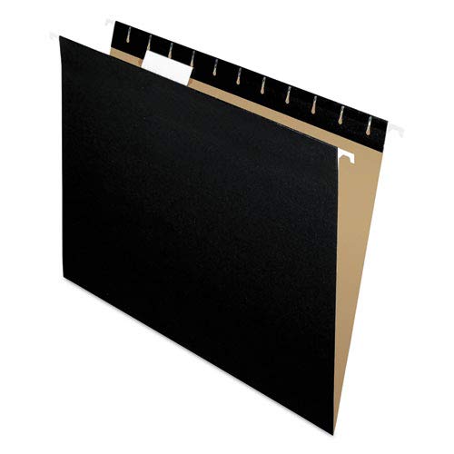 Colored Hanging Folders with 1/5 Tab - Letter Size, Black (25/Box) - Perfect for Office Organization & File Storage