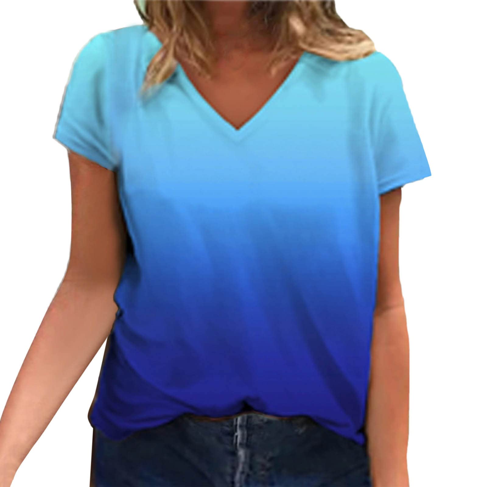 Women's Summer Tops - Short Sleeve V-Neck Floral Printed Tunic Tee Shirt | Casual Comfortable Blouse for Beach, Vacation & Everyday Wear