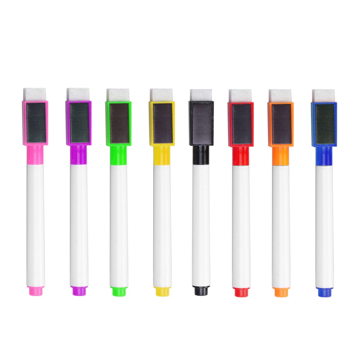 Gadpiparty 8-Pack Whiteboard Markers with Eraser - Dry Erase Markers for Kids, School & Office - Magnetic Whiteboard Pens, Bulk Set for Classroom, Home & Work - Non-Toxic, Low-Odor, Easy to Clean