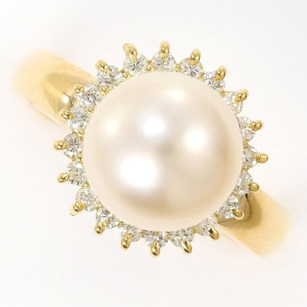 18K Yellow Gold Pearl Diamond Ring for Women - Elegant Bridal Jewelry, Anniversary Gift, Engagement Ring for Her - Perfect for Weddings, Proposals & Special Occasions