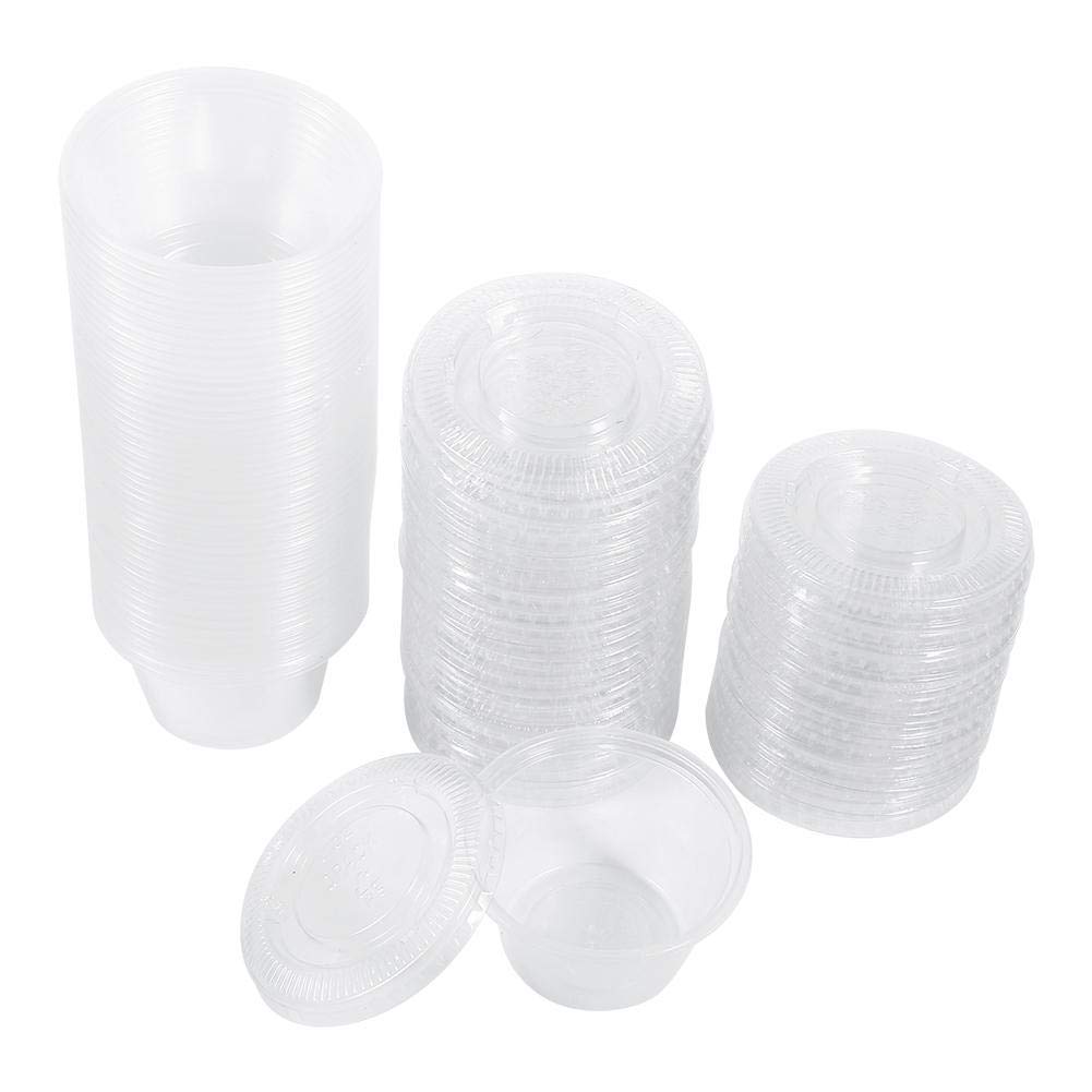 50-Pack Clear 2oz Disposable Plastic Sauce Cups with Lids - Food Service Containers for Takeout, Catering & Party Supplies | Perfect for Restaurants, BBQs, Picnics & Events
