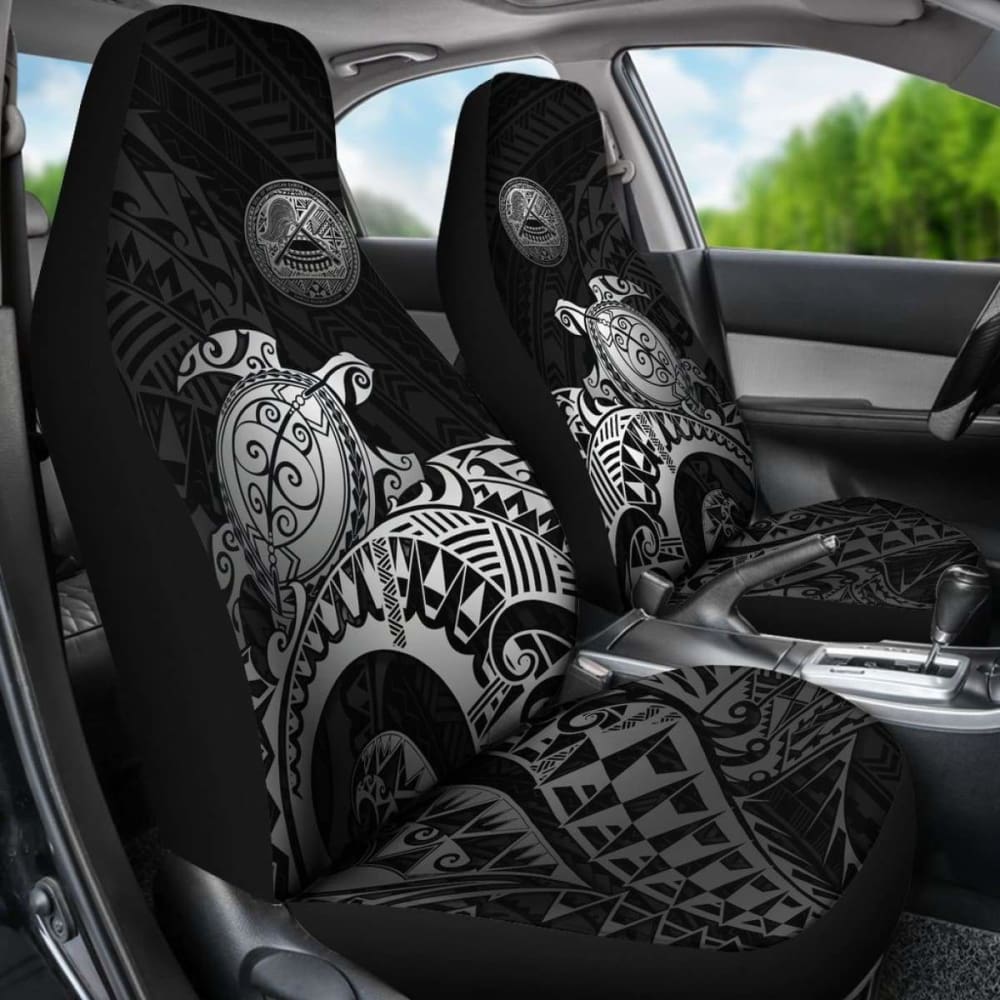 Premium American Samoa Car Seat Covers with Seal Turtle Design (Silver) - Durable, Stylish Protection for Vehicles - Perfect for Daily Commutes, Road Trips & Island Adventures