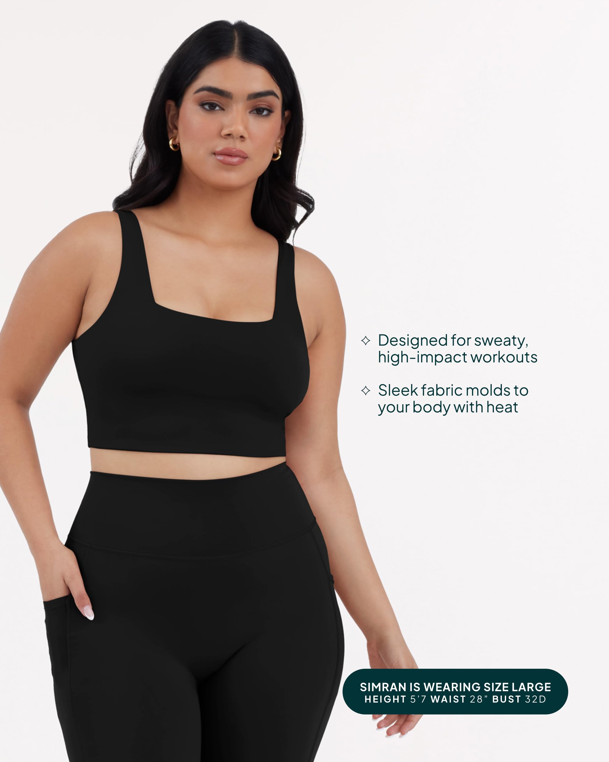 High-Performance Women's Compression Sports Bras - Medium Support Square Neck Longline Workout Bra with Removable Pads | Ideal for Running, Yoga & Gym Training | HiPerform Activewear