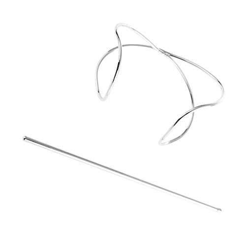 Shamjina Women's Minimalist Hair Cuff Bun Cage - Silver Hair Pin Clips & Hair Stick for Elegant Updos, Weddings, and Formal Events