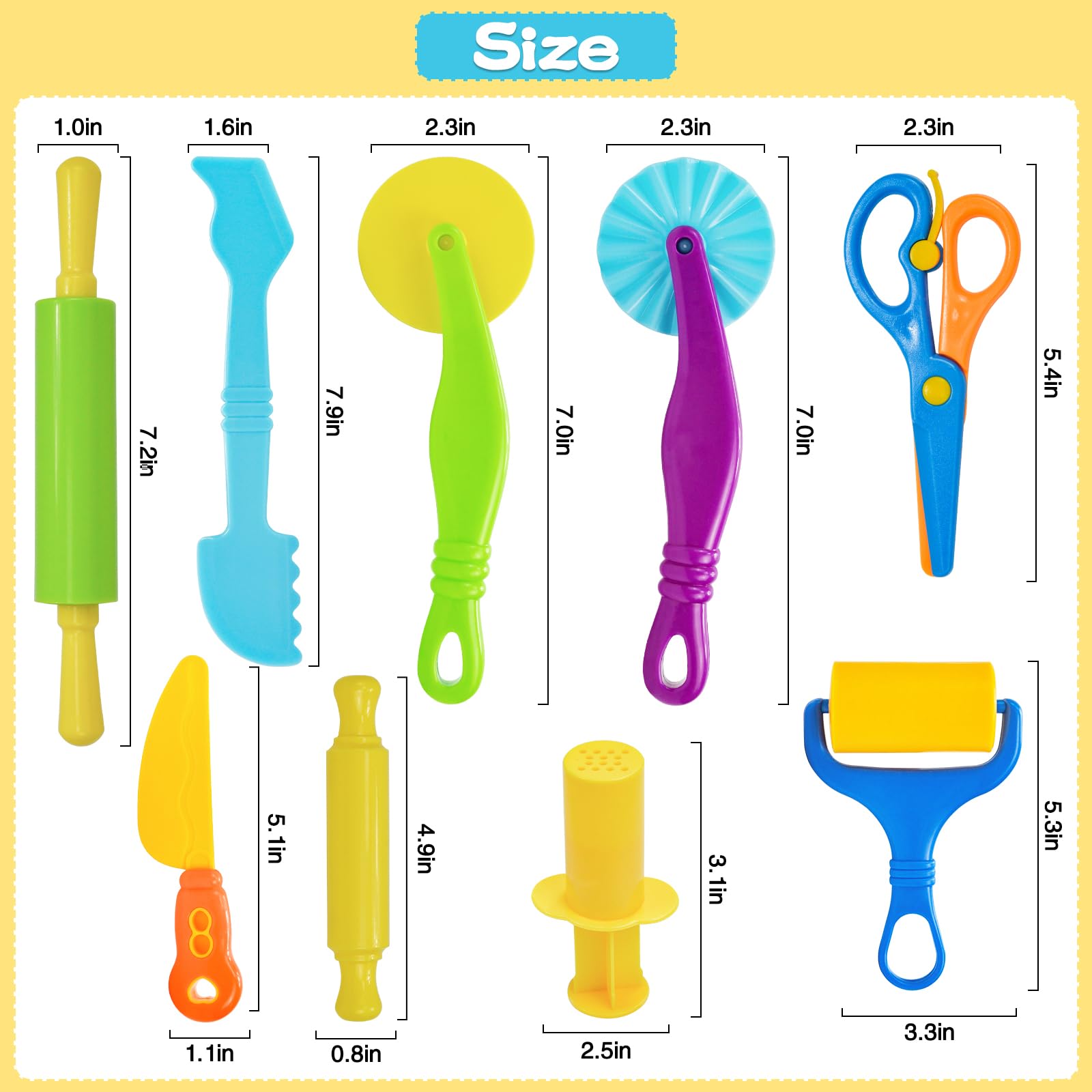 9-Piece Playdough Tool Set for Kids Ages 4-8 - Includes Cutters, Roller, Rolling Pins & Safety Scissors - Creative Dough Accessories for Arts, Crafts & Sensory Play - Perfect for Preschool Learning & Birthday Gifts
