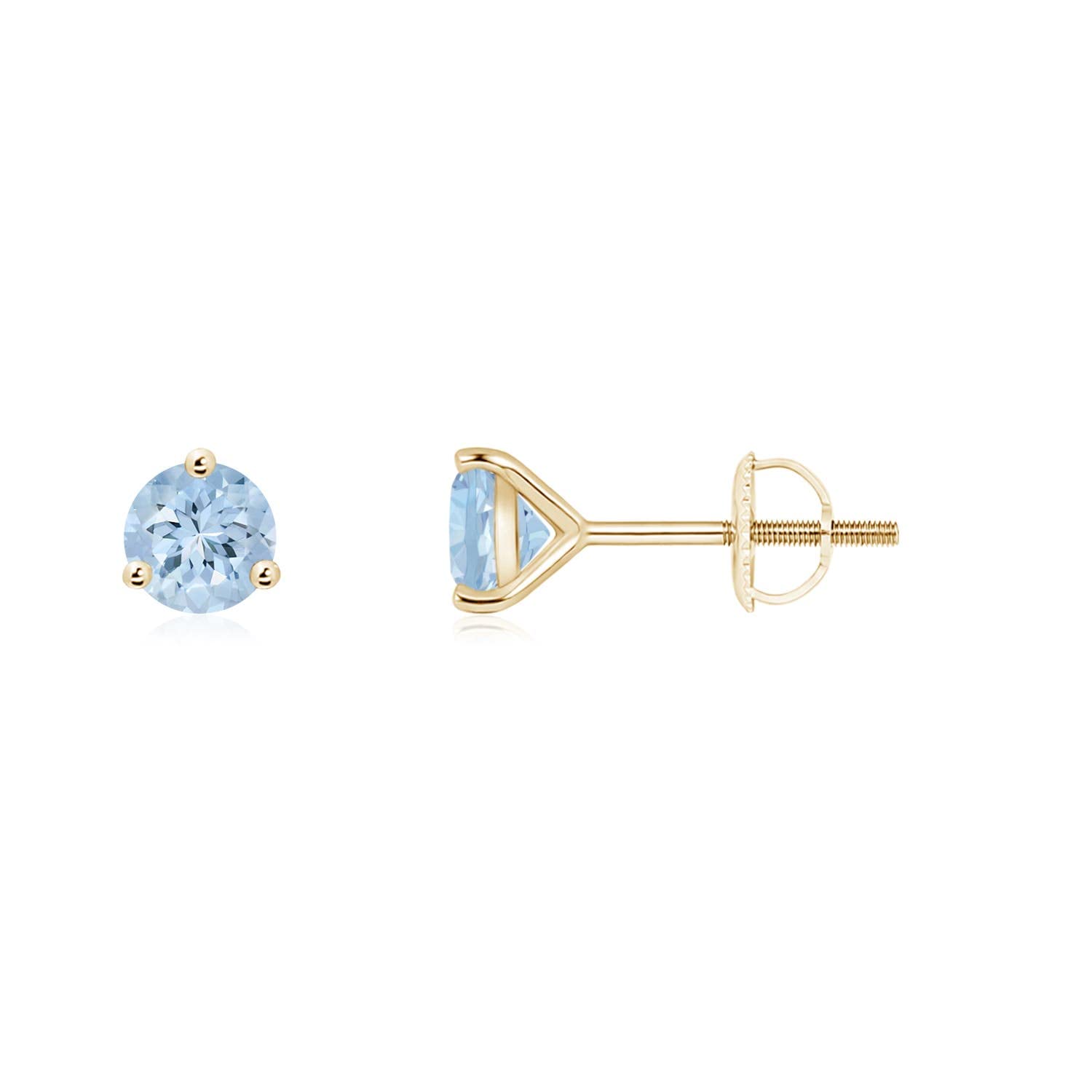 ANGARA Natural Martini-Set Round Aquamarine Stud Earrings in 14K Solid Gold/Platinum | March Birthstone Jewelry, Birthday Gift for Women, Engagement & Anniversary Present | Perfect for Weddings, Parties & Special Occasions
