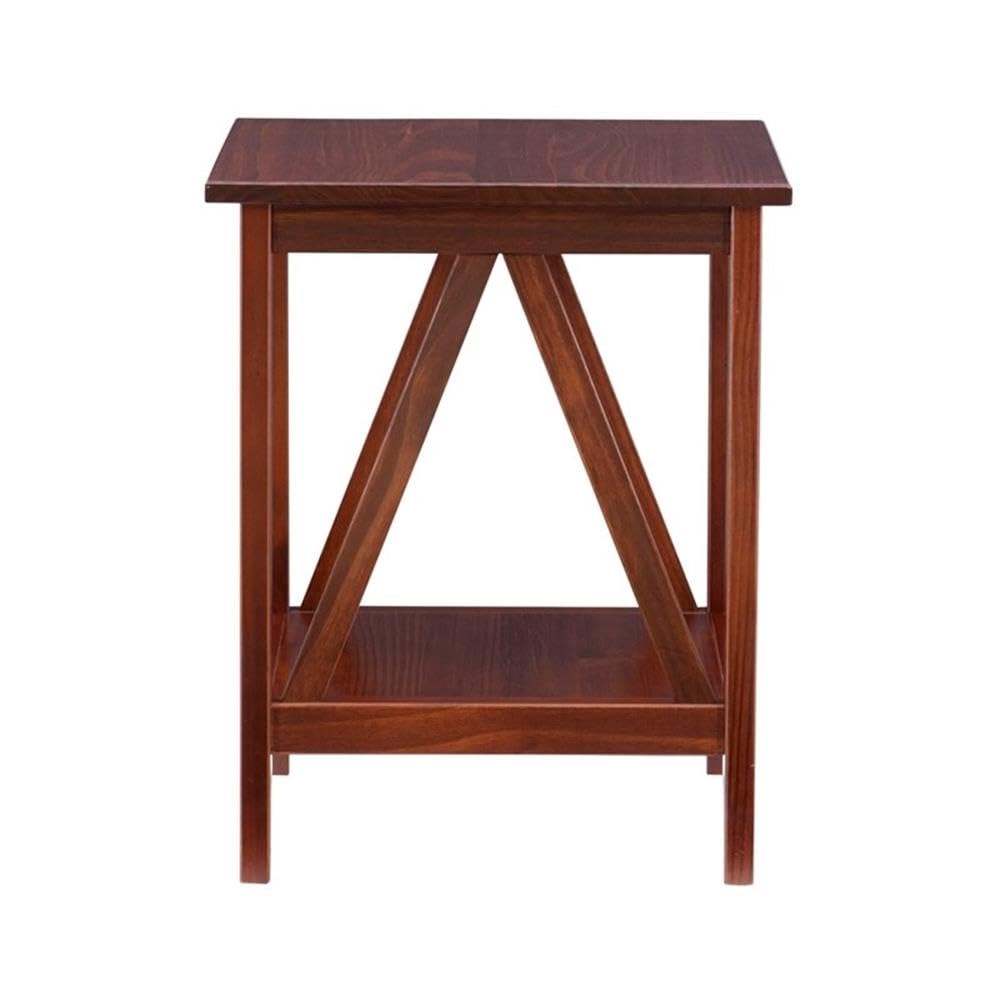 Solid Ellotis Pine Wood End Table in Brown - Sturdy Nightstand for Bedroom, Living Room, or Office - Rustic Side Table with Natural Wood Grain