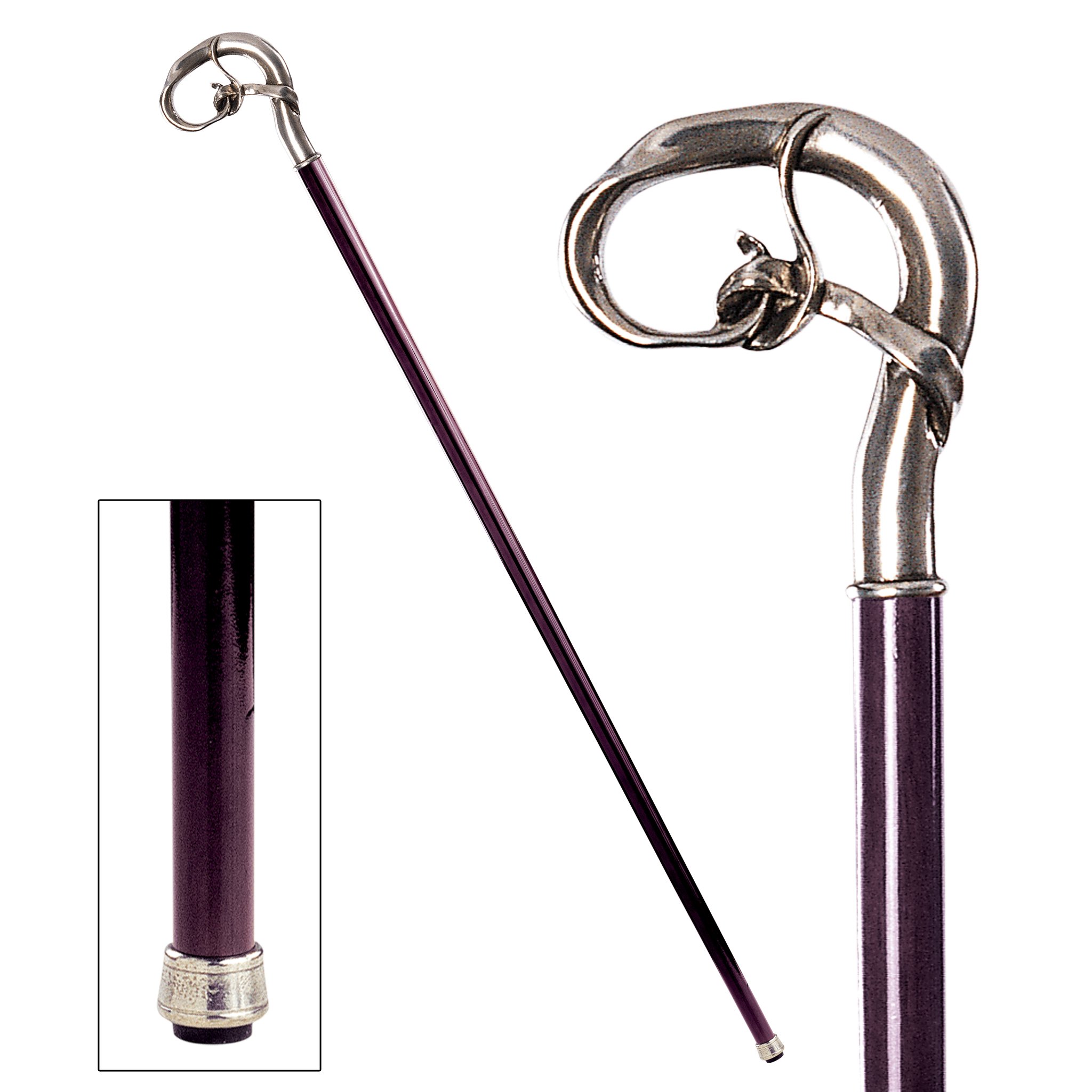 Design Toscano Pewter Walking Cane - Elegant Handcrafted Walking Stick for Men & Women - Perfect for Hiking, Fashion Accessory, or Collector's Item